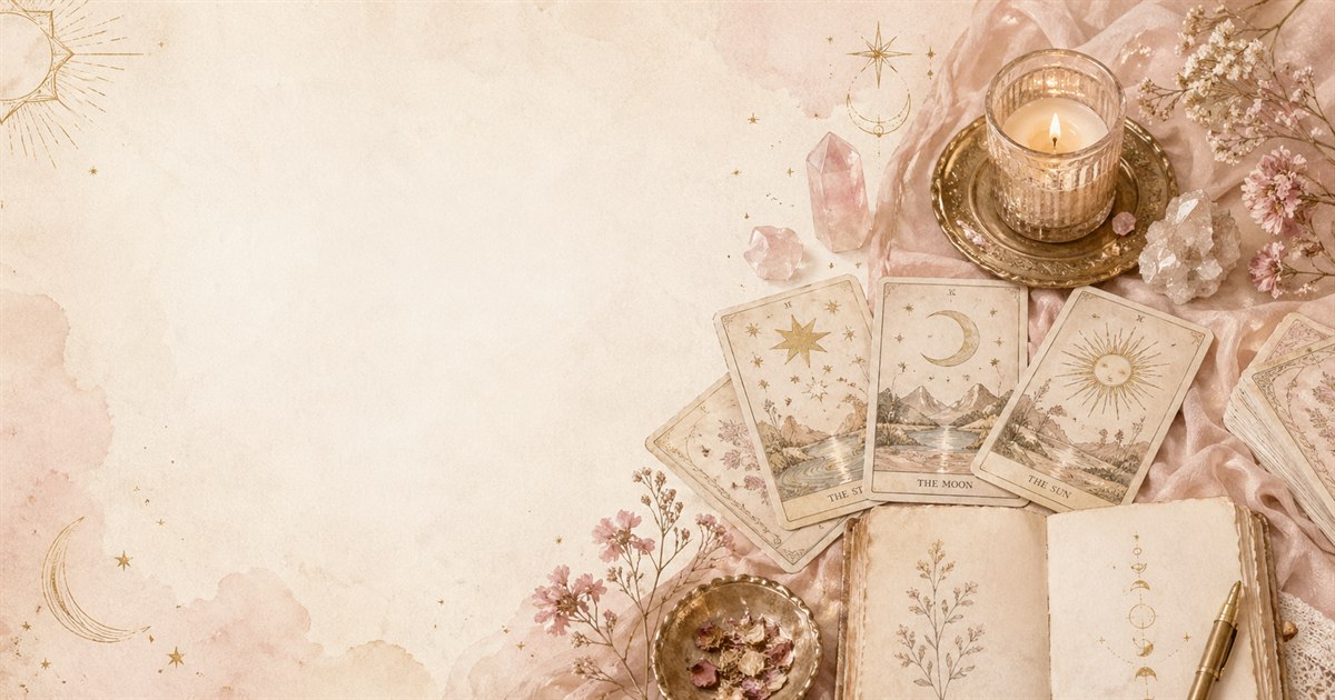 Cartes de tarot, carnet et bougie pour réfléchir à une décision importante